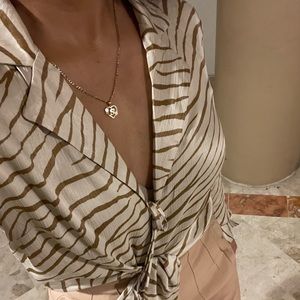 F21 Tie-Front Zebra Print Top